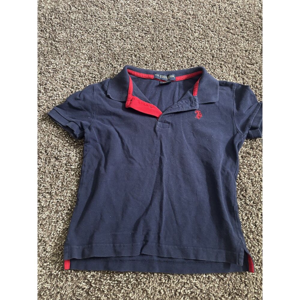 U.S. Polo Assn. Boys Navy Blue Red Trim Polo Shirt Size 6/7
